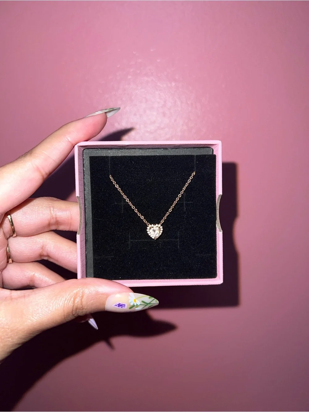 Pandora Heart Pendant Necklace in Rose Gold